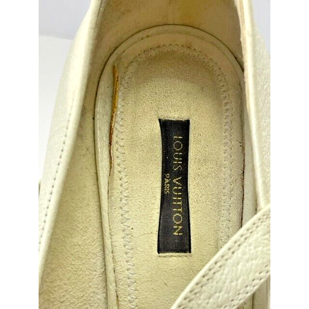 Vintage Louis Vuitton Ivory Cream Leather Strappy Platform Pumps Heels Sz 38.5 8 - Picture 10 of 16